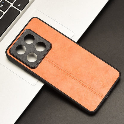 Xiaomi 14T Cow Pattern Sewing Back Cover Phone Case - Premium PU Leather Texture PC + TPU Shockproof Protective Case, Scratch Resistant Slim Lightweight Anti-Fingerprint Full Coverage Mobile Cover