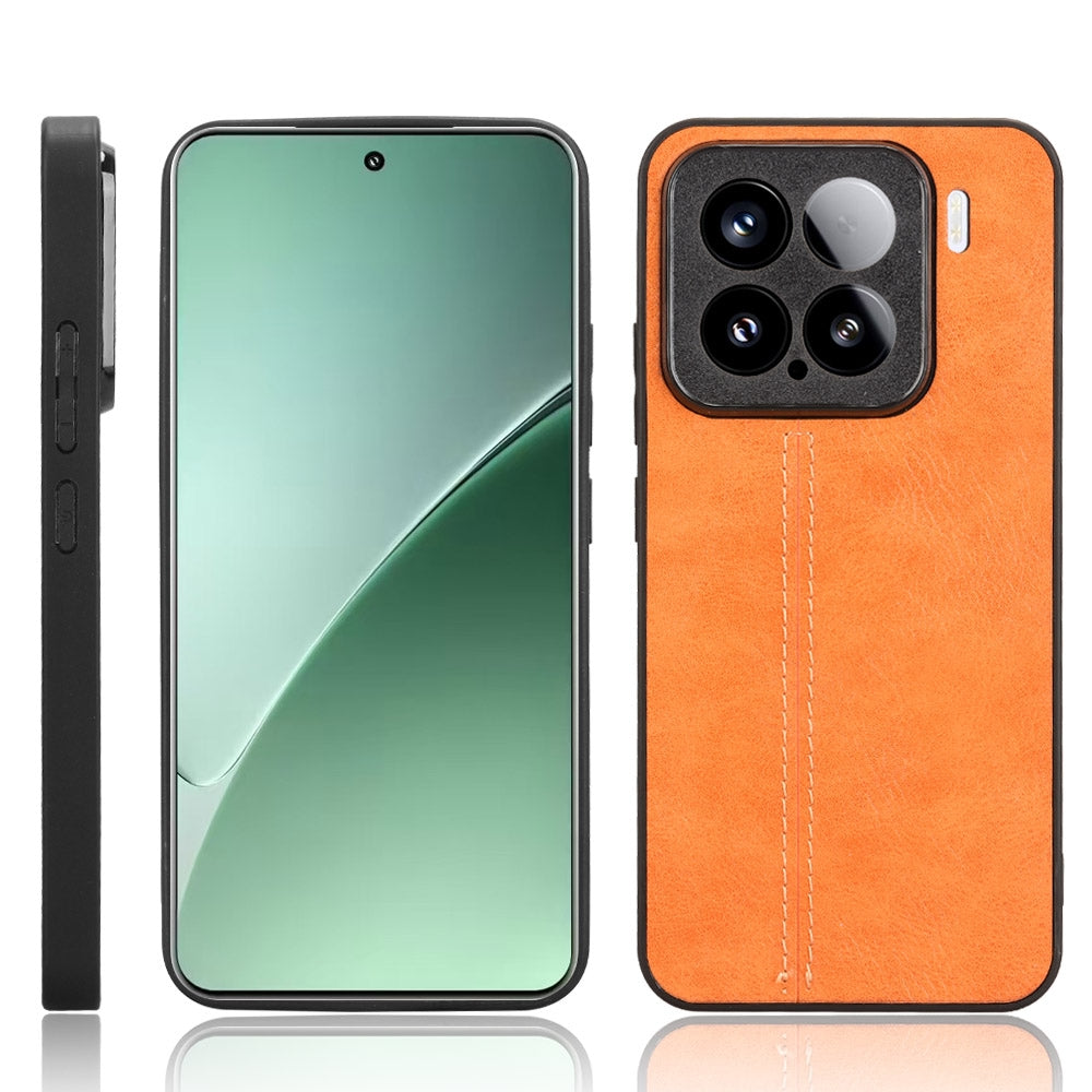 Xiaomi 15 Cow Pattern Sewing Back Cover Phone Case - Premium PU Leather Texture PC + TPU Shockproof Protective Case, Scratch Resistant Slim Lightweight Anti-Fingerprint Full Coverage Mobile Cover