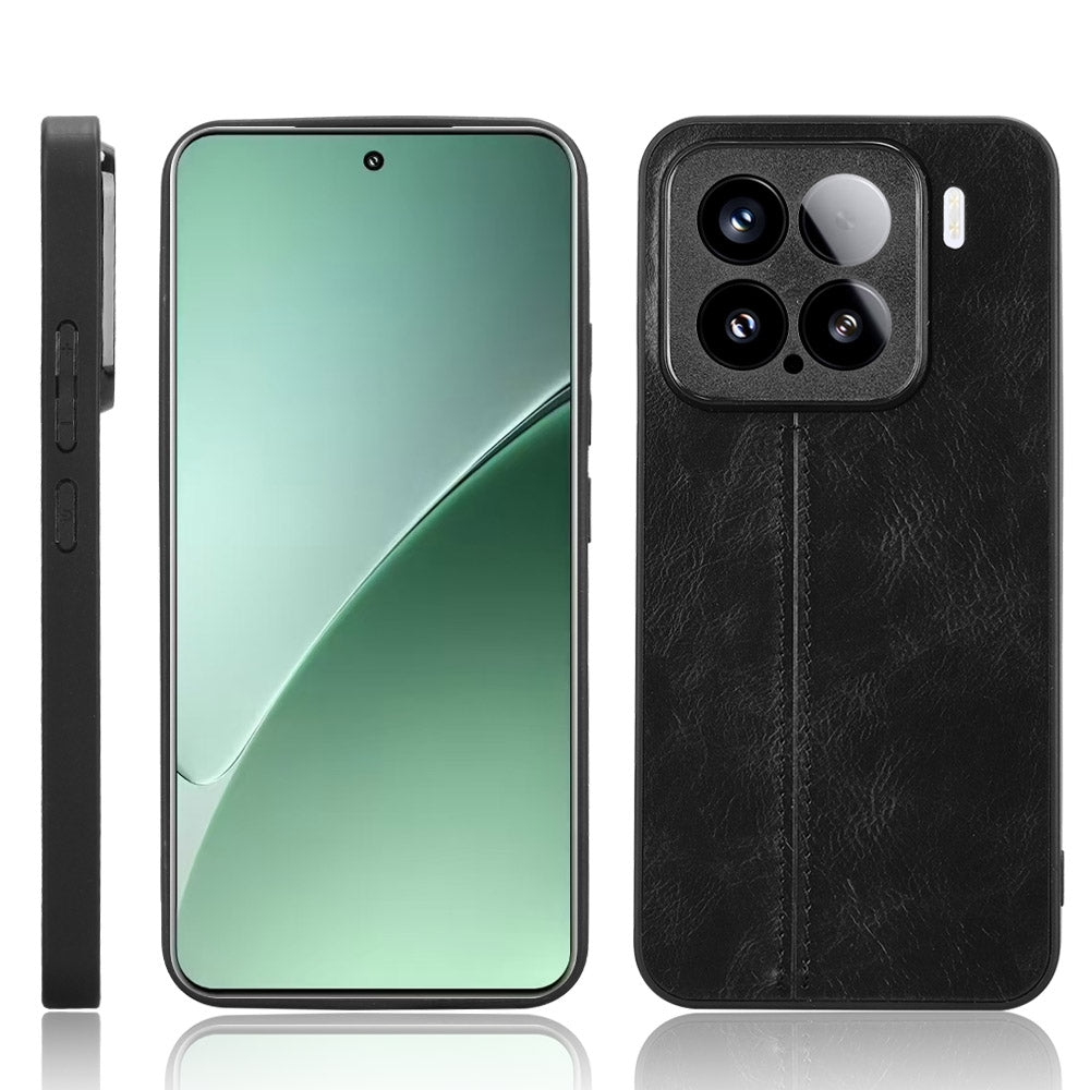 Xiaomi 15 Pro Cow Pattern Sewing Back Cover Phone Case - Premium PU Leather Texture PC + TPU Shockproof Protective Case, Scratch Resistant Slim Lightweight Anti-Fingerprint Full Coverage Mobile Cover