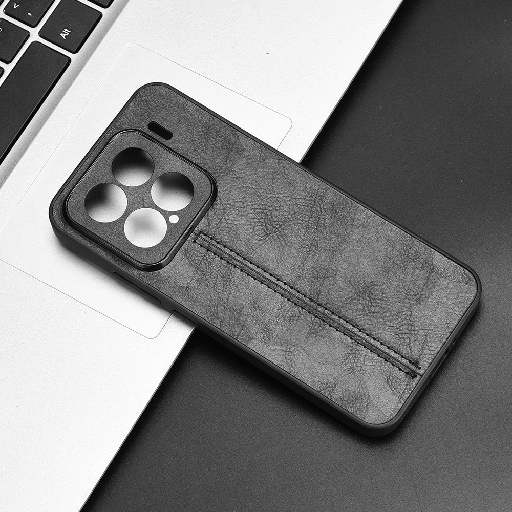 Xiaomi 15 Pro Cow Pattern Sewing Back Cover Phone Case - Premium PU Leather Texture PC + TPU Shockproof Protective Case, Scratch Resistant Slim Lightweight Anti-Fingerprint Full Coverage Mobile Cover
