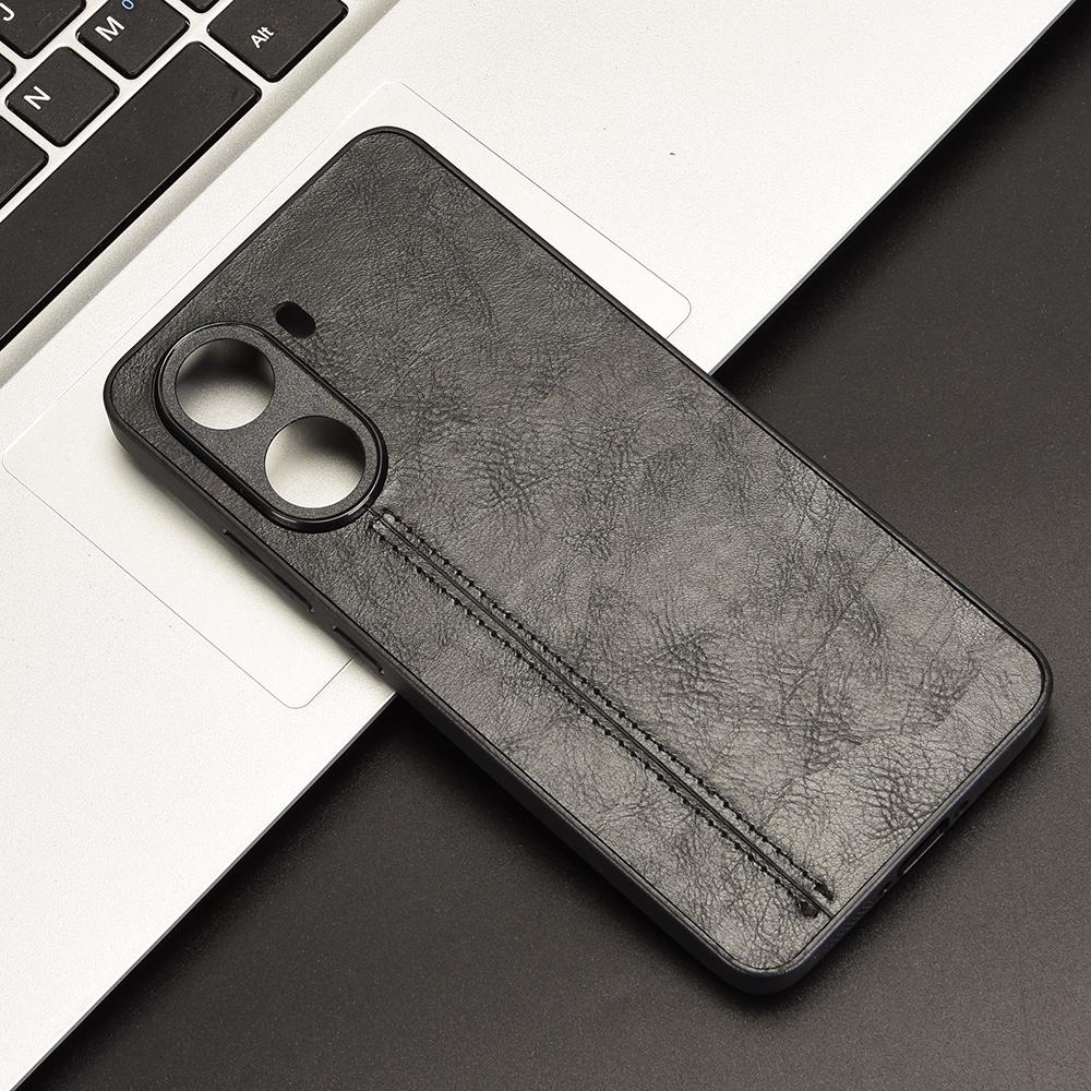 Xiaomi Poco X7 Pro Cow Pattern Sewing Back Cover Phone Case - Premium PU Leather Texture PC + TPU Shockproof Protective Case, Scratch Resistant Slim Lightweight Anti-Fingerprint Full Coverage Mobile Cover