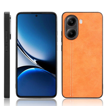 Xiaomi Poco X7 Pro Cow Pattern Sewing Back Cover Phone Case - Premium PU Leather Texture PC + TPU Shockproof Protective Case, Scratch Resistant Slim Lightweight Anti-Fingerprint Full Coverage Mobile Cover