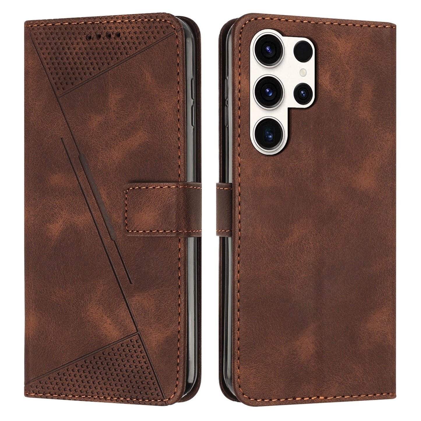 Samsung Galaxy S25 Ultra 5G Dream Triangle Leather Wallet Phone Case with Lanyard, Card Slot, Cash Compartment, Foldable Kickstand, Shockproof PU TPU Protective Cover