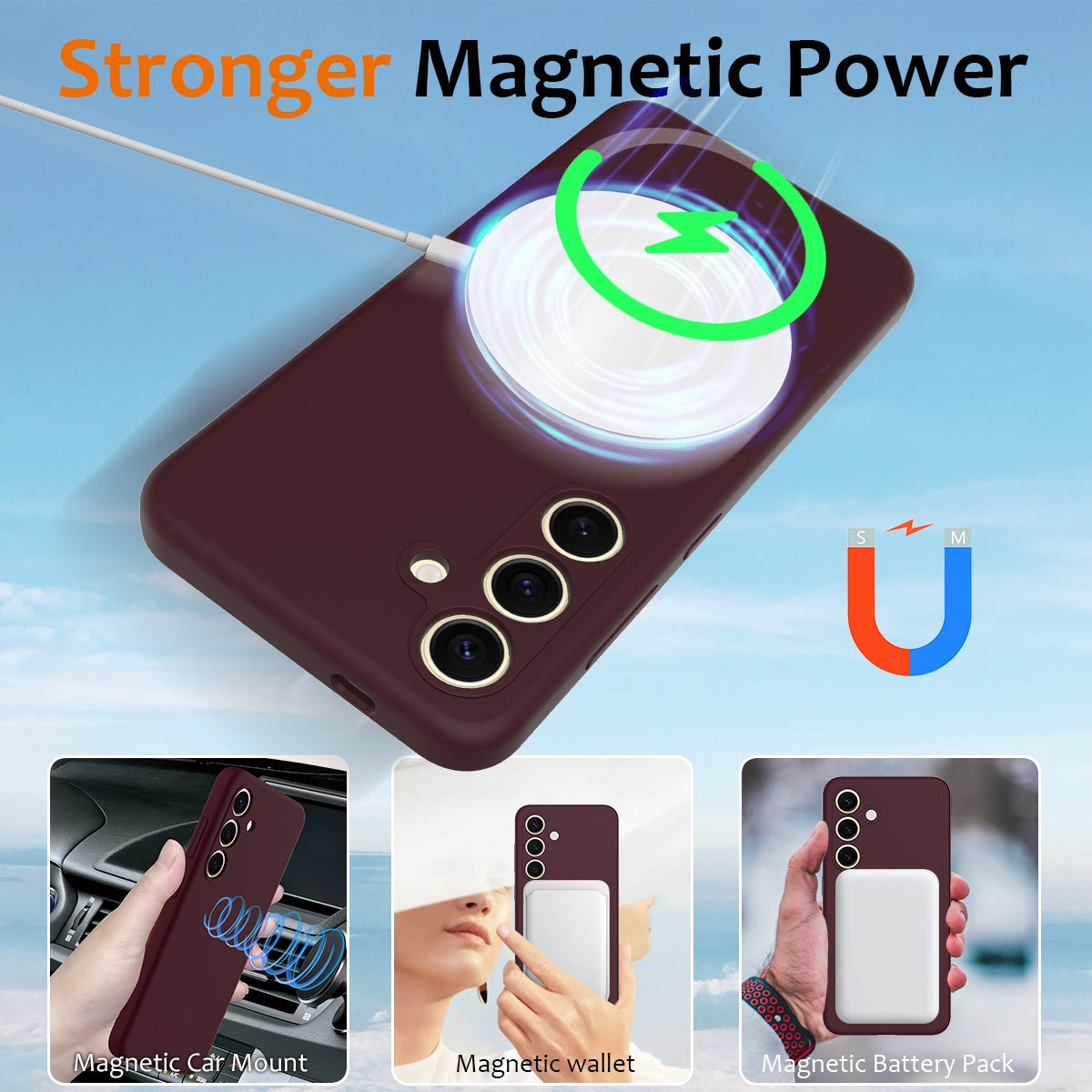 Samsung Galaxy S24+ 5G Shockproof Silicone MagSafe Phone Case with Microfibre Lining Magnetic Cover