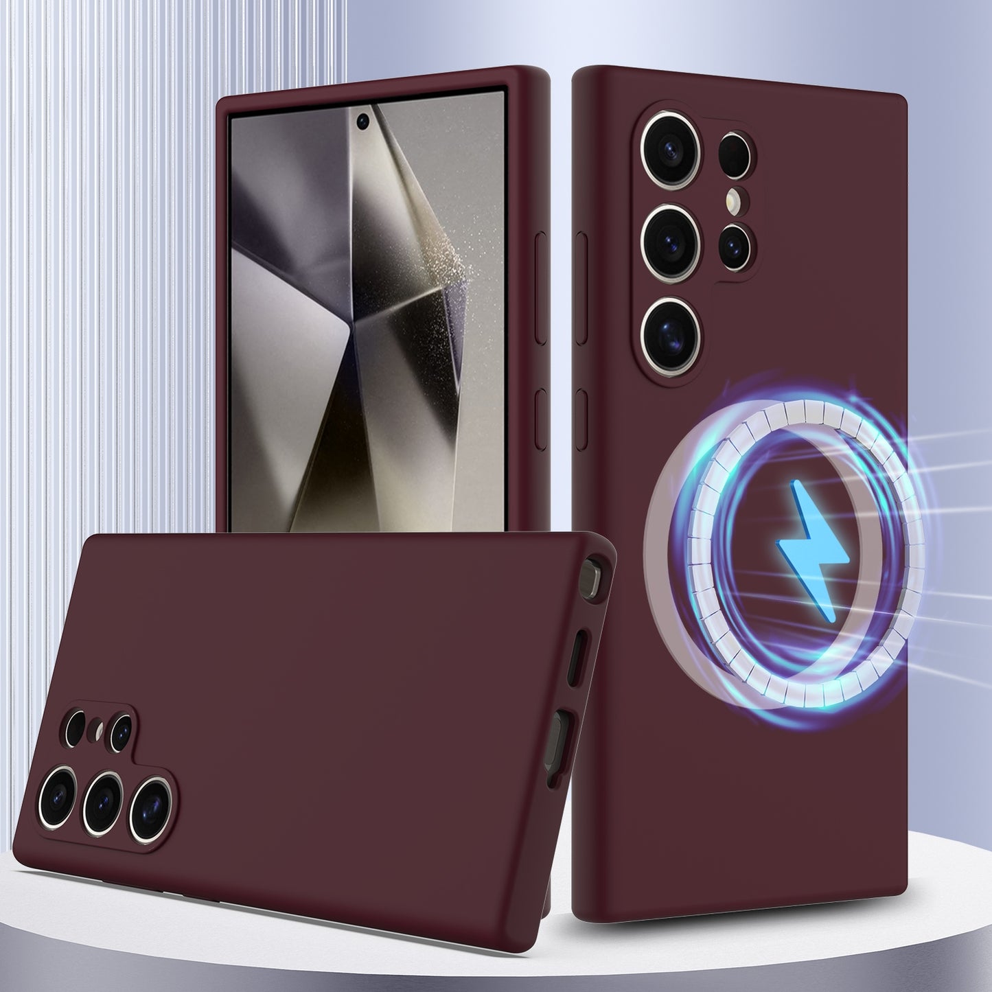 Samsung Galaxy S24 Ultra 5G Shockproof Silicone MagSafe Phone Case with Microfibre Lining Magnetic Cover