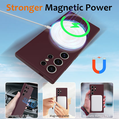 Samsung Galaxy S24 Ultra 5G Shockproof Silicone MagSafe Phone Case with Microfibre Lining Magnetic Cover