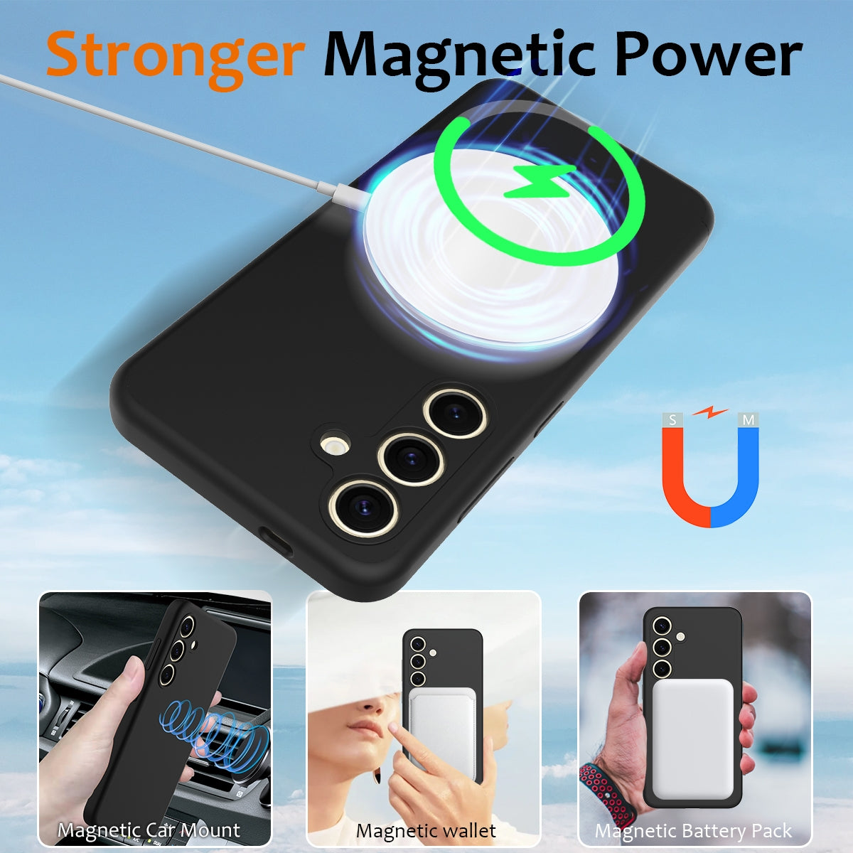 Samsung Galaxy S24 5G Shockproof Silicone MagSafe Phone Case with Microfibre Lining Magnetic Cover