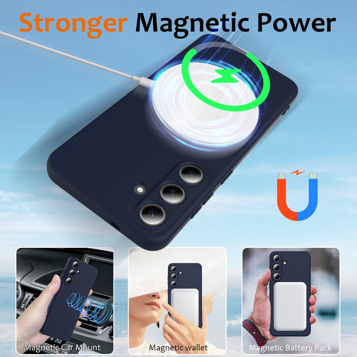 Samsung Galaxy S25 5G Shockproof Silicone MagSafe Phone Case with Microfibre Lining Magnetic Cover