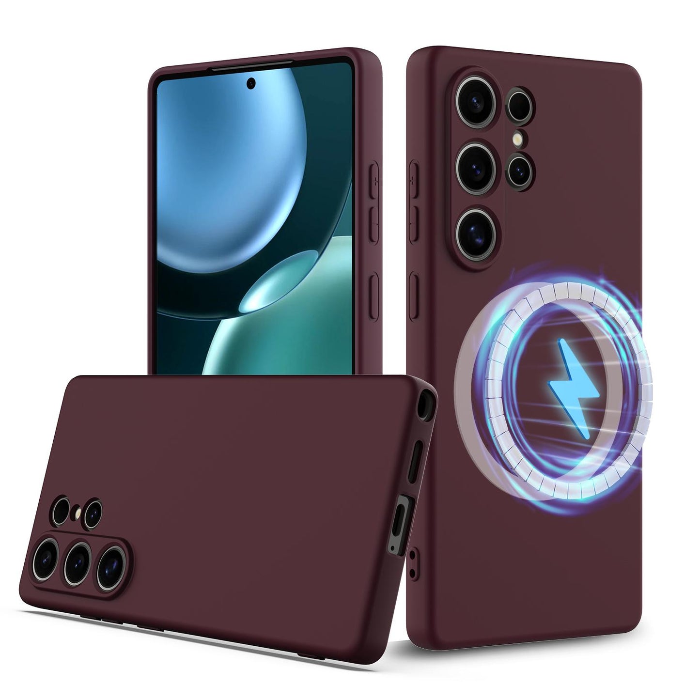 Samsung Galaxy S25 Ultra 5G Shockproof Silicone MagSafe Phone Case with Microfibre Lining Magnetic Cover