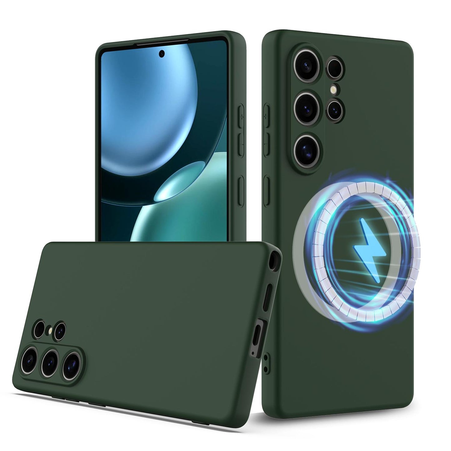 Samsung Galaxy S25 Ultra 5G Shockproof Silicone MagSafe Phone Case with Microfibre Lining Magnetic Cover