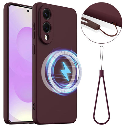Samsung Galaxy S25 Edge 5G Shockproof Silicone MagSafe Phone Case with Microfibre Lining Magnetic Cover