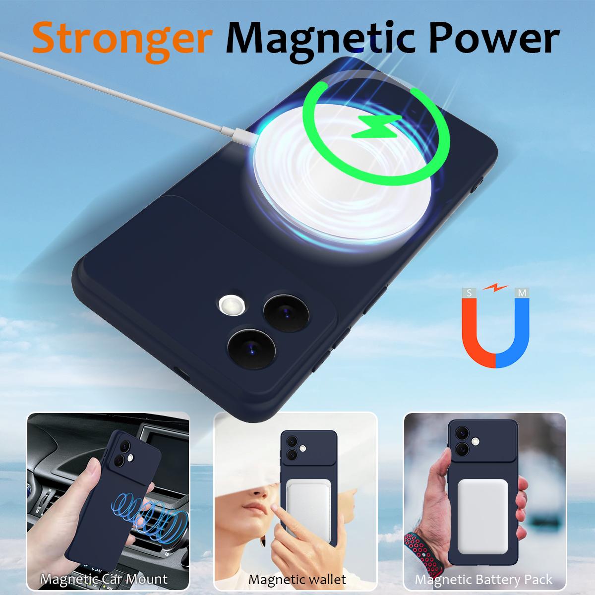 Samsung Galaxy S26 Edge 5G Shockproof Silicone MagSafe Phone Case with Microfibre Lining Magnetic Cover
