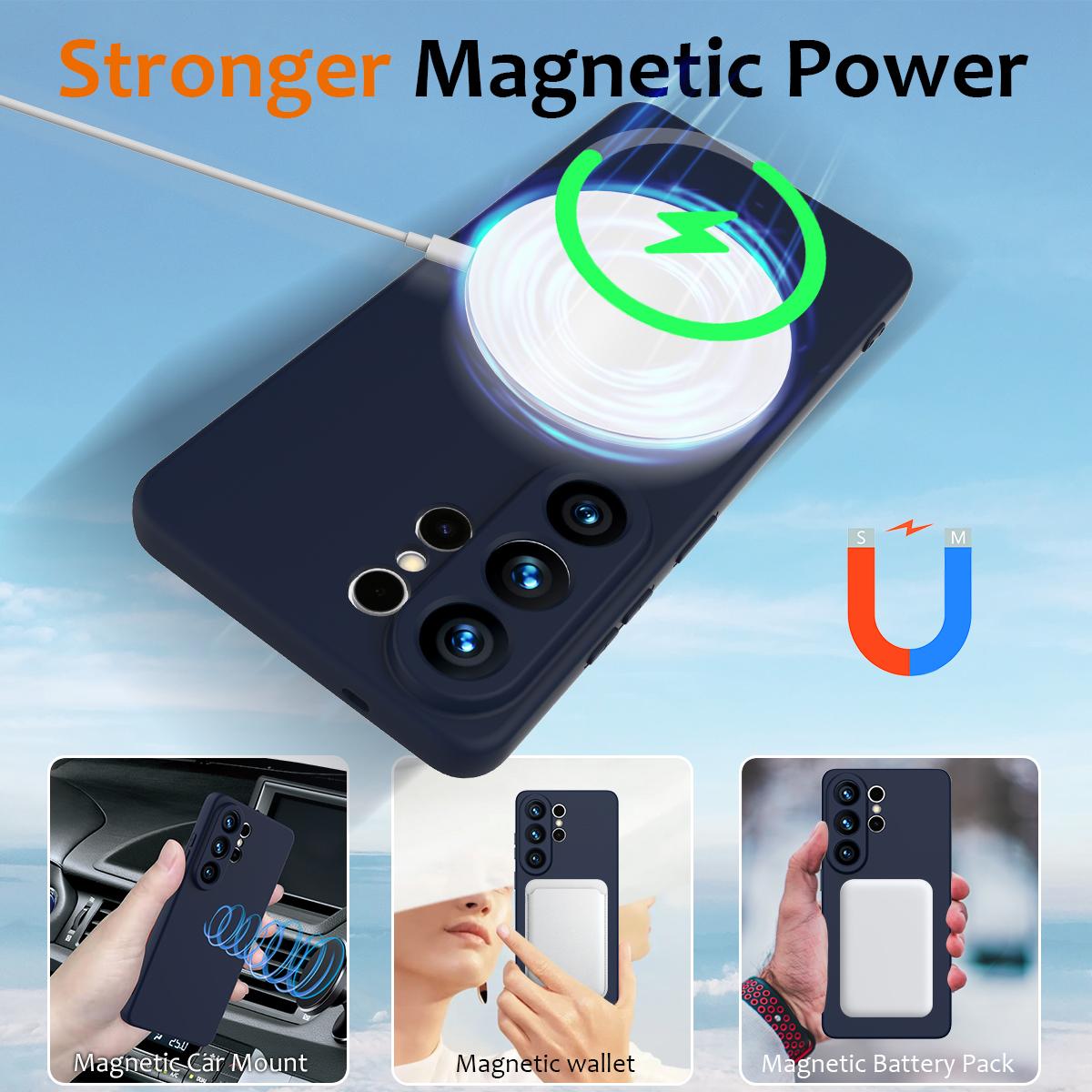 Samsung Galaxy S26 Ultra 5G Shockproof Silicone MagSafe Phone Case with Microfibre Lining Magnetic Cover