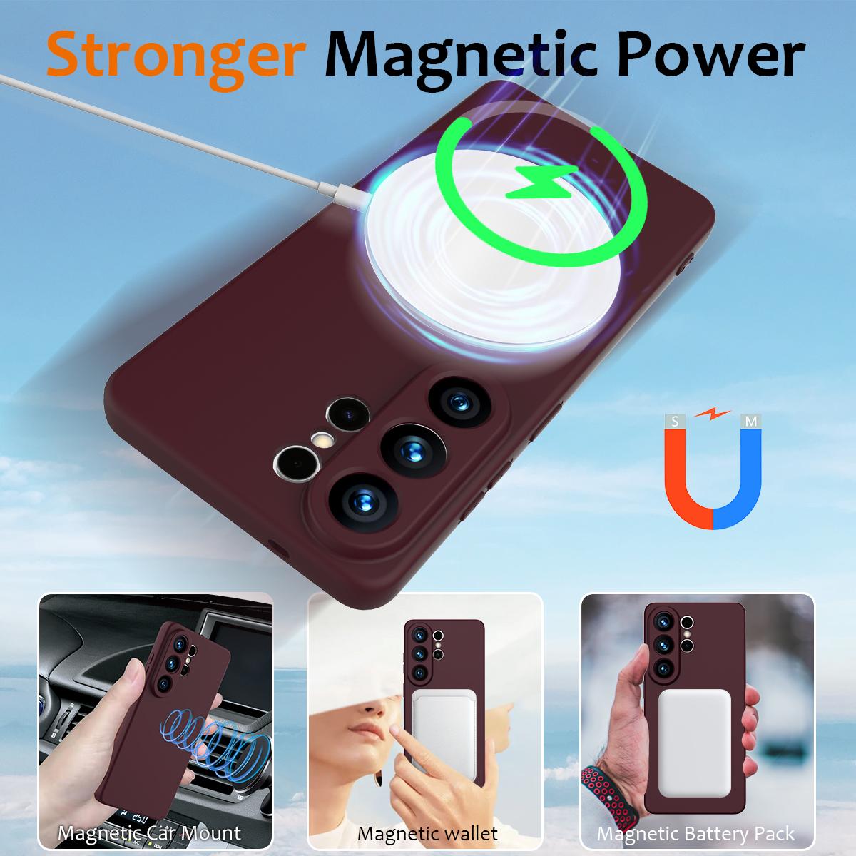 Samsung Galaxy S26 Ultra 5G Shockproof Silicone MagSafe Phone Case with Microfibre Lining Magnetic Cover