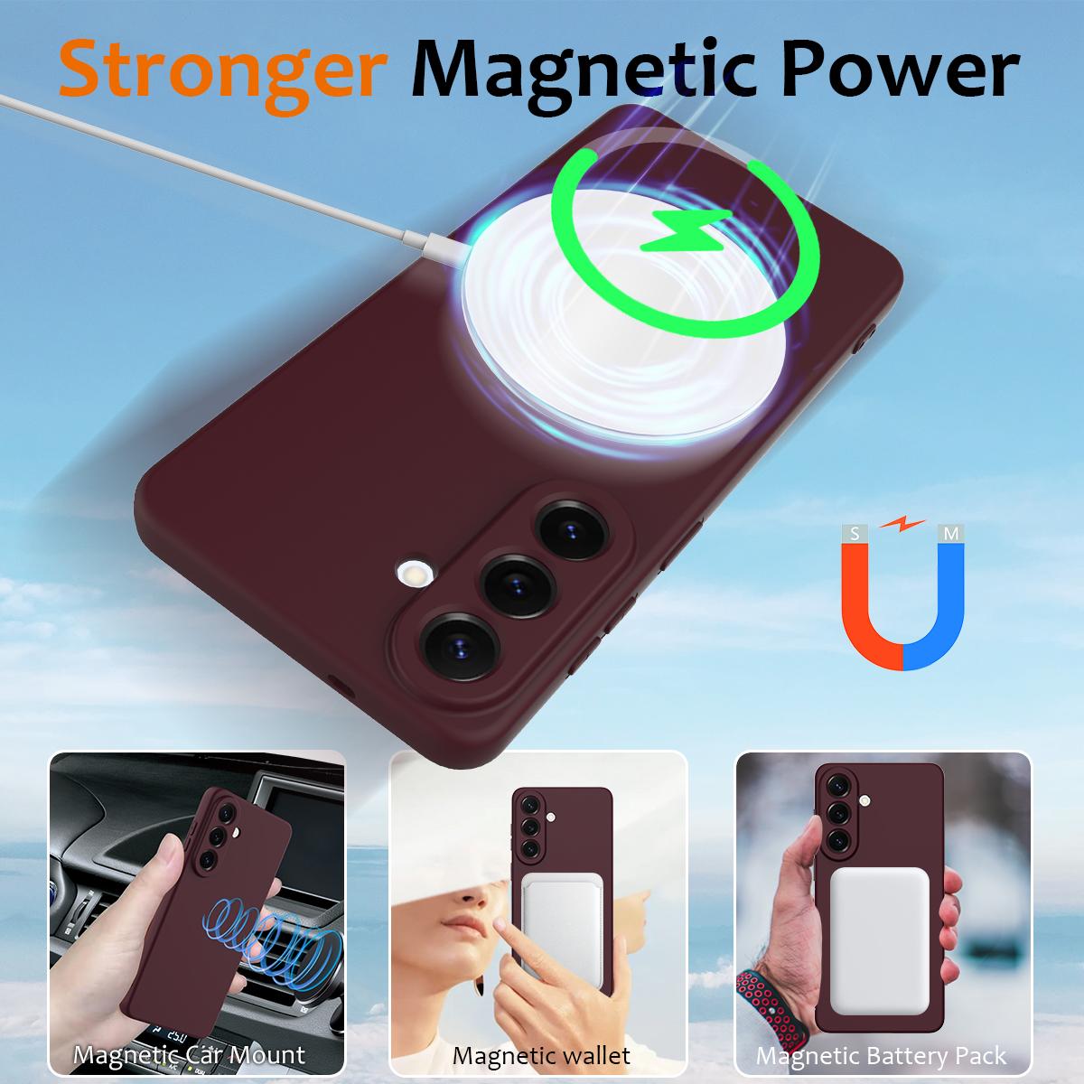 Samsung Galaxy S26 5G Shockproof Silicone MagSafe Phone Case with Microfibre Lining Magnetic Cover