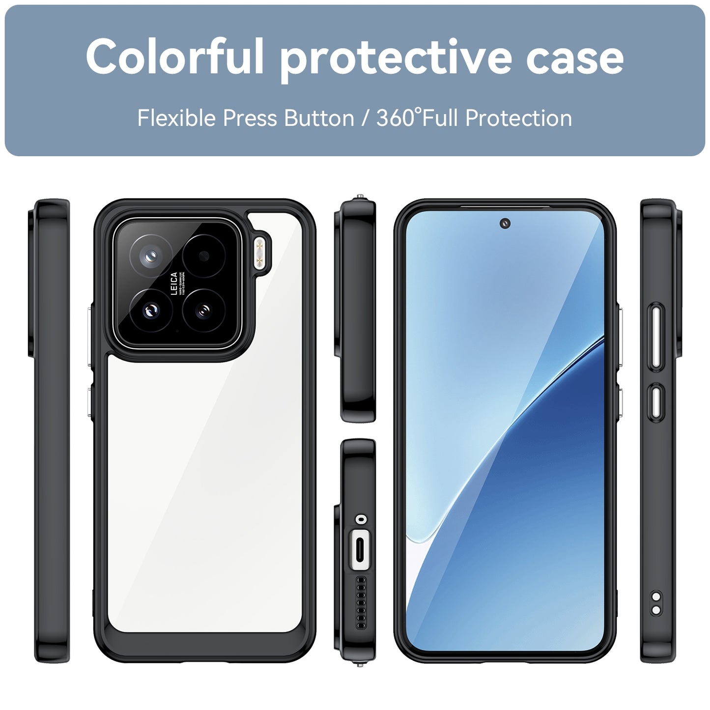 Xiaomi 15 Acrylic Hybrid TPU Protective Phone Case, Colourful Series Shockproof Cover