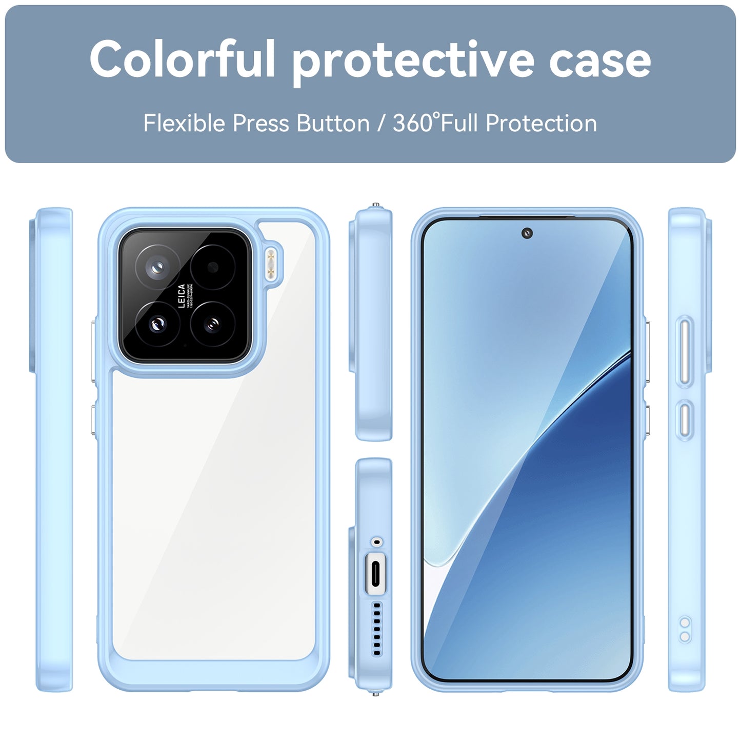 Xiaomi 15 Acrylic Hybrid TPU Protective Phone Case, Colourful Series Shockproof Cover