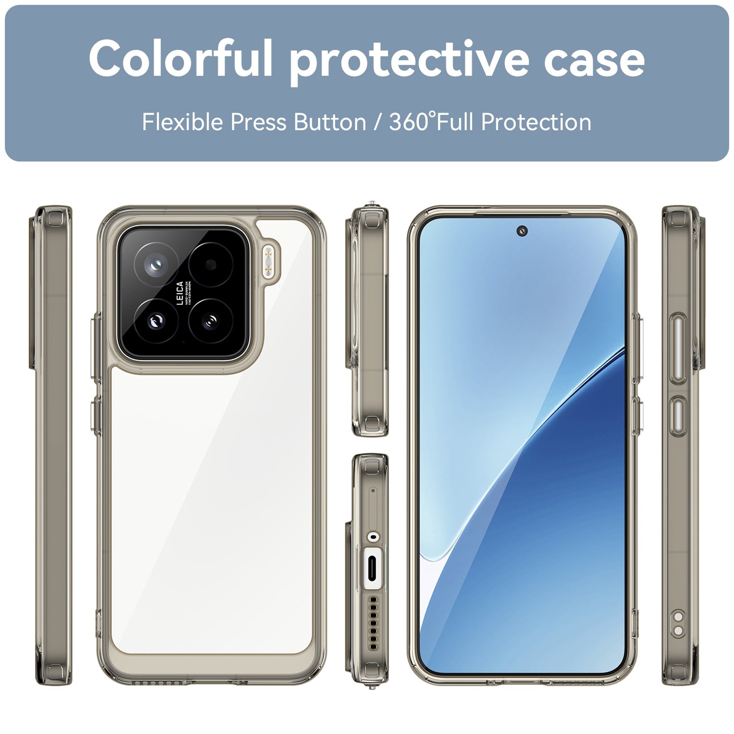 Xiaomi 15 Acrylic Hybrid TPU Protective Phone Case, Colourful Series Shockproof Cover