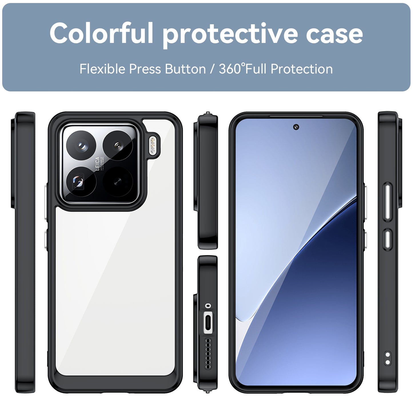Xiaomi 15 Pro Acrylic Hybrid TPU Protective Phone Case, Colourful Series Shockproof Cover