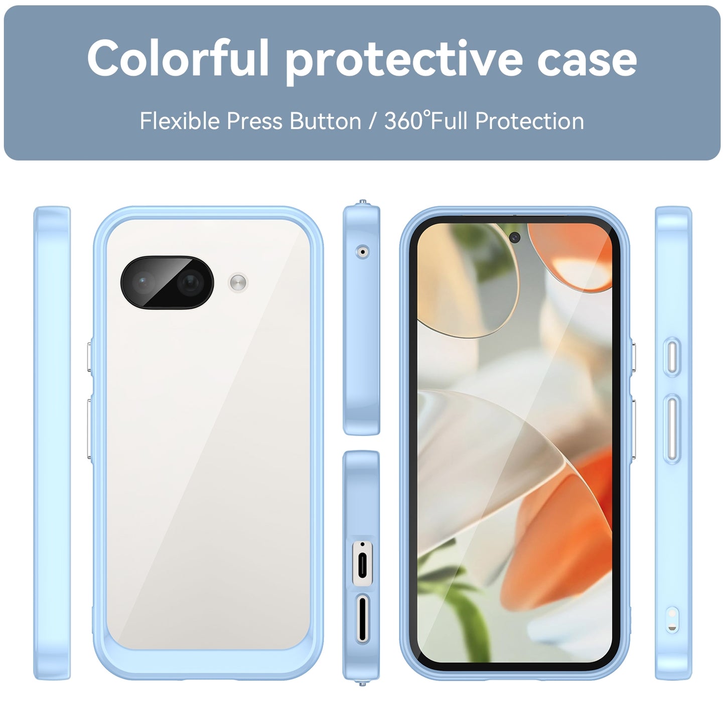 Google Pixel 9a Acrylic Hybrid TPU Protective Phone Case, Colourful Series Shockproof Cover