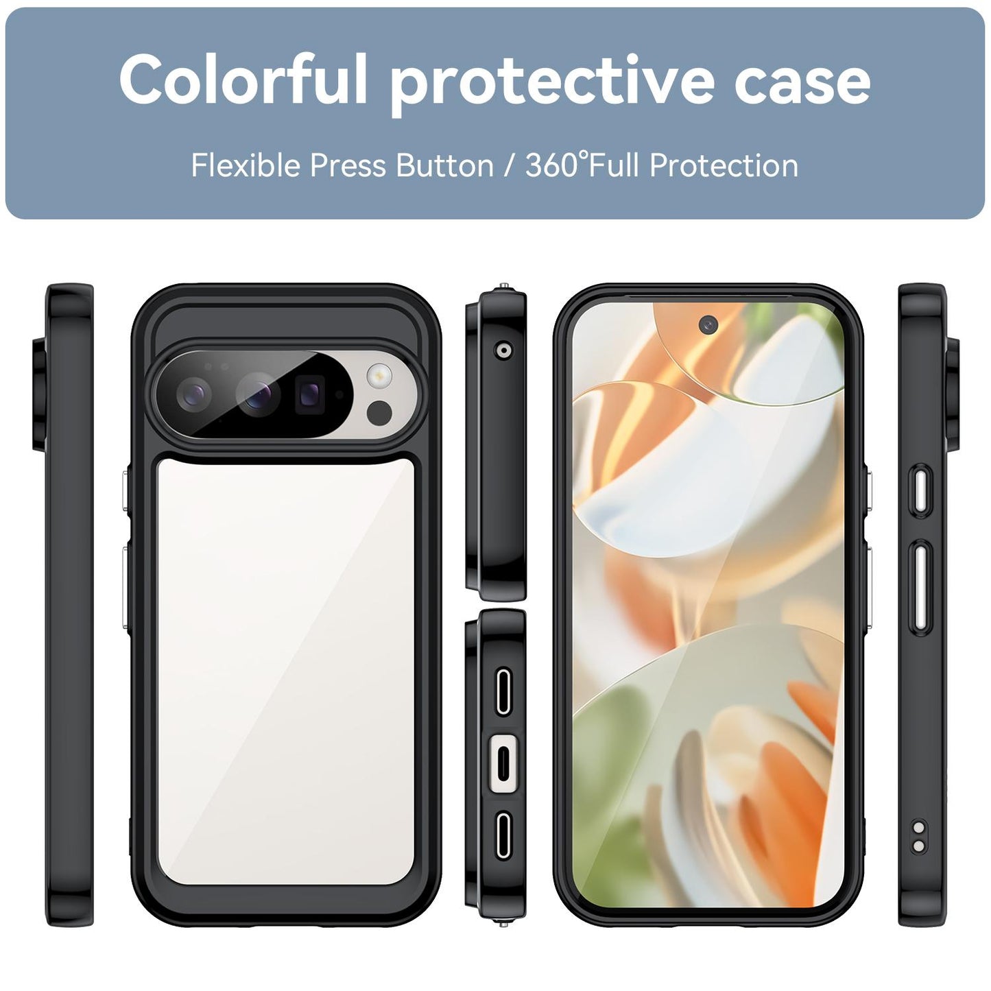 Google Pixel 10 Pro Acrylic Hybrid TPU Protective Phone Case, Colourful Series Shockproof Cover