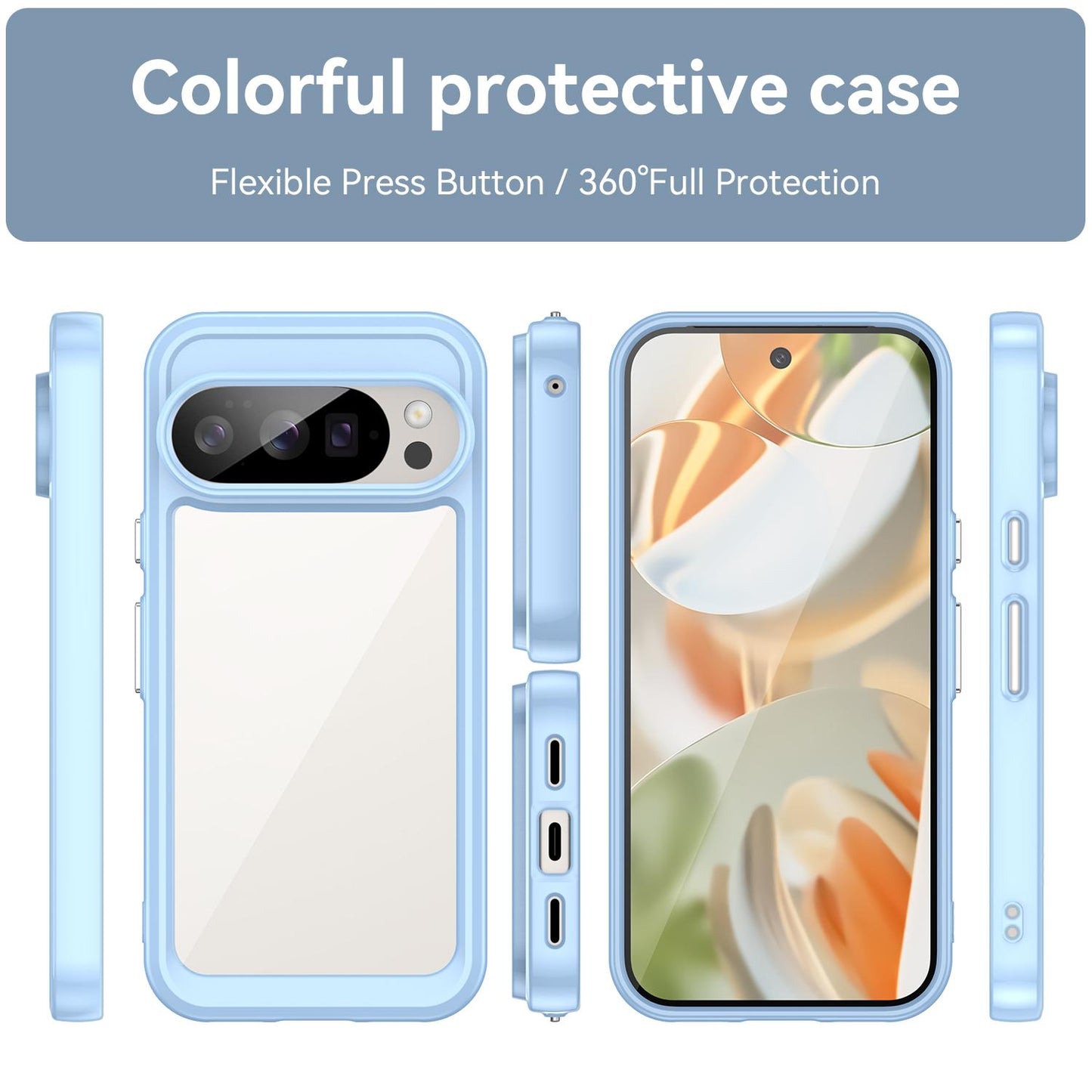 Google Pixel 10 Pro Acrylic Hybrid TPU Protective Phone Case, Colourful Series Shockproof Cover
