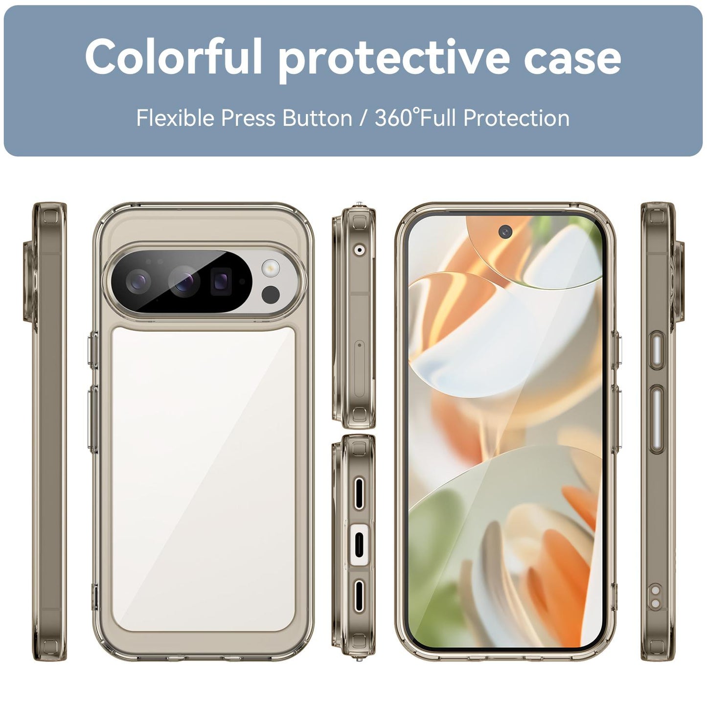 Google Pixel 10 Pro Acrylic Hybrid TPU Protective Phone Case, Colourful Series Shockproof Cover
