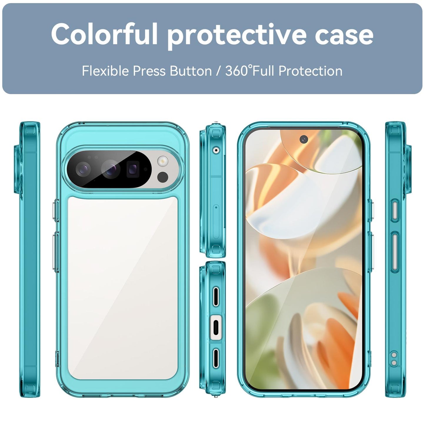 Google Pixel 10 Pro Acrylic Hybrid TPU Protective Phone Case, Colourful Series Shockproof Cover