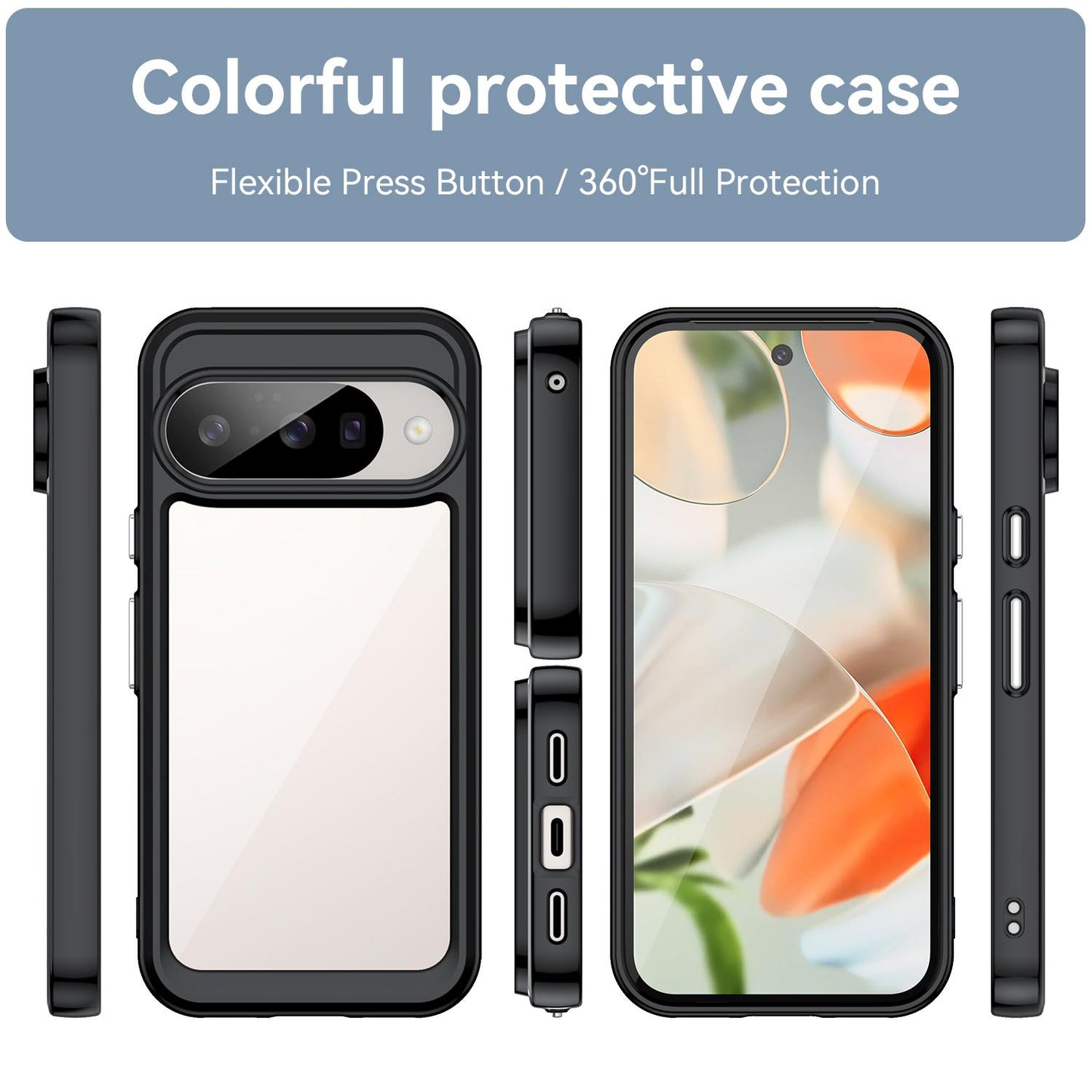 Google Pixel 10 Acrylic Hybrid TPU Protective Phone Case, Colourful Series Shockproof Cover