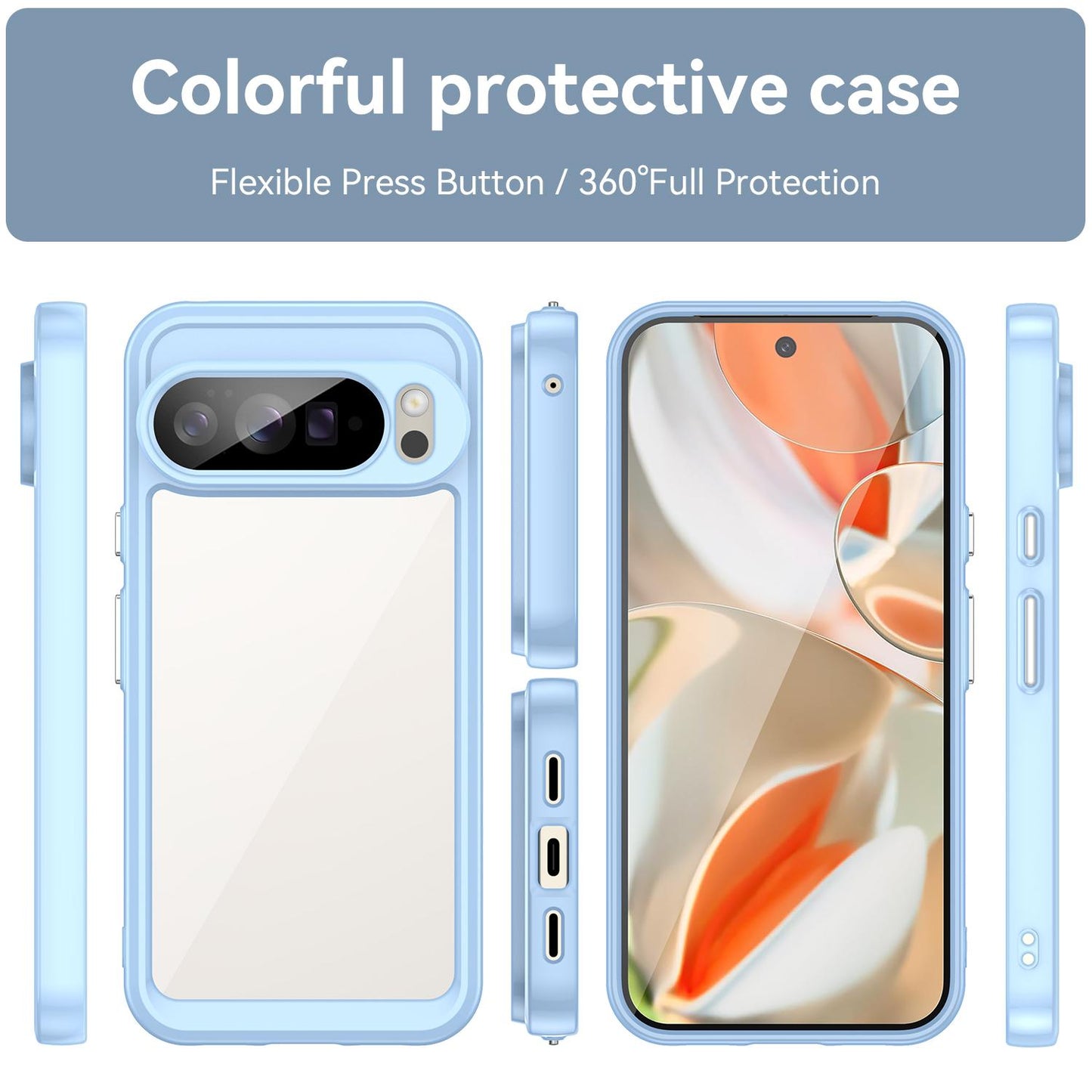 Google Pixel 10 Pro XL Acrylic Hybrid TPU Protective Phone Case, Colourful Series Shockproof Cover