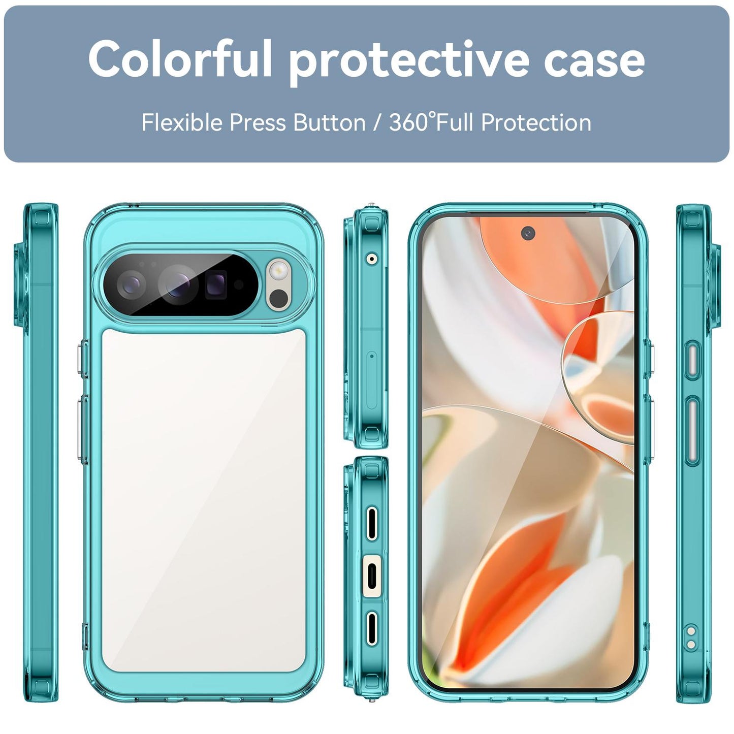 Google Pixel 10 Pro XL Acrylic Hybrid TPU Protective Phone Case, Colourful Series Shockproof Cover