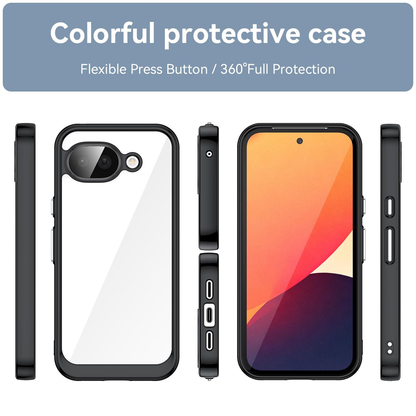 Google Pixel 10a Acrylic Hybrid TPU Protective Phone Case, Colourful Series Shockproof Cover