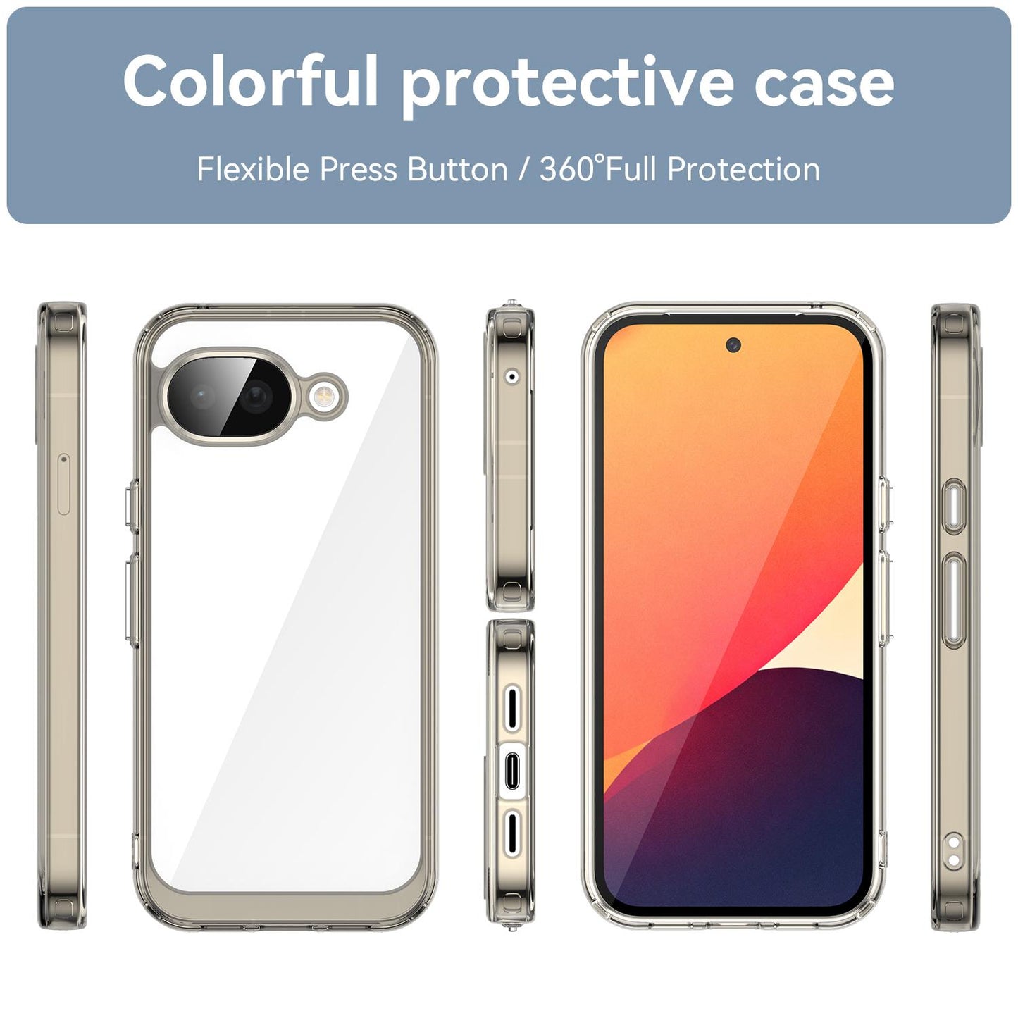 Google Pixel 10a Acrylic Hybrid TPU Protective Phone Case, Colourful Series Shockproof Cover
