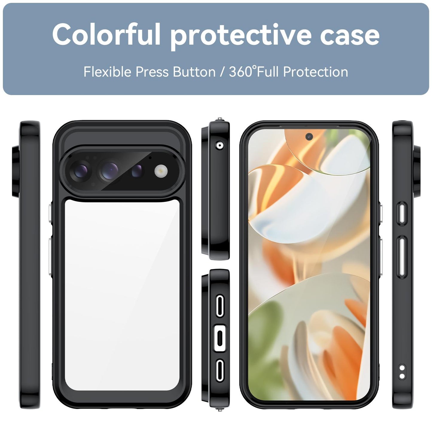 Google Pixel 11 Pro Acrylic Hybrid TPU Protective Phone Case, Colourful Series Shockproof Cover