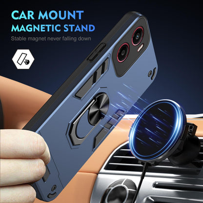 Motorola Moto G05 Shockproof Metal Ring Holder Phone Case with 360 degrees Rotating Kickstand, Ultra Slim Protective Cover, Raised Camera Guard, PC Silicone Armour Shell, Anti-Scratch Back & Edge Protection