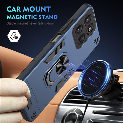 Motorola Edge 60 Pro Shockproof Metal Ring Holder Phone Case with 360 degrees Rotating Kickstand, Ultra Slim Protective Cover, Raised Camera Guard, PC Silicone Armour Shell, Anti-Scratch Back & Edge Protection