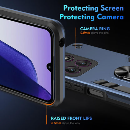 Motorola Edge 60 Pro Shockproof Metal Ring Holder Phone Case with 360 degrees Rotating Kickstand, Ultra Slim Protective Cover, Raised Camera Guard, PC Silicone Armour Shell, Anti-Scratch Back & Edge Protection