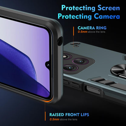 Motorola Edge 60 Pro Shockproof Metal Ring Holder Phone Case with 360 degrees Rotating Kickstand, Ultra Slim Protective Cover, Raised Camera Guard, PC Silicone Armour Shell, Anti-Scratch Back & Edge Protection
