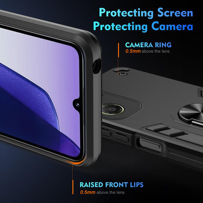 Motorola Moto G06 4G Shockproof Metal Ring Holder Phone Case with 360 degrees Rotating Kickstand, Ultra Slim Protective Cover, Raised Camera Guard, PC Silicone Armour Shell, Anti-Scratch Back & Edge Protection