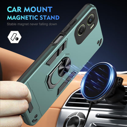 Motorola Moto G06 4G Shockproof Metal Ring Holder Phone Case with 360 degrees Rotating Kickstand, Ultra Slim Protective Cover, Raised Camera Guard, PC Silicone Armour Shell, Anti-Scratch Back & Edge Protection