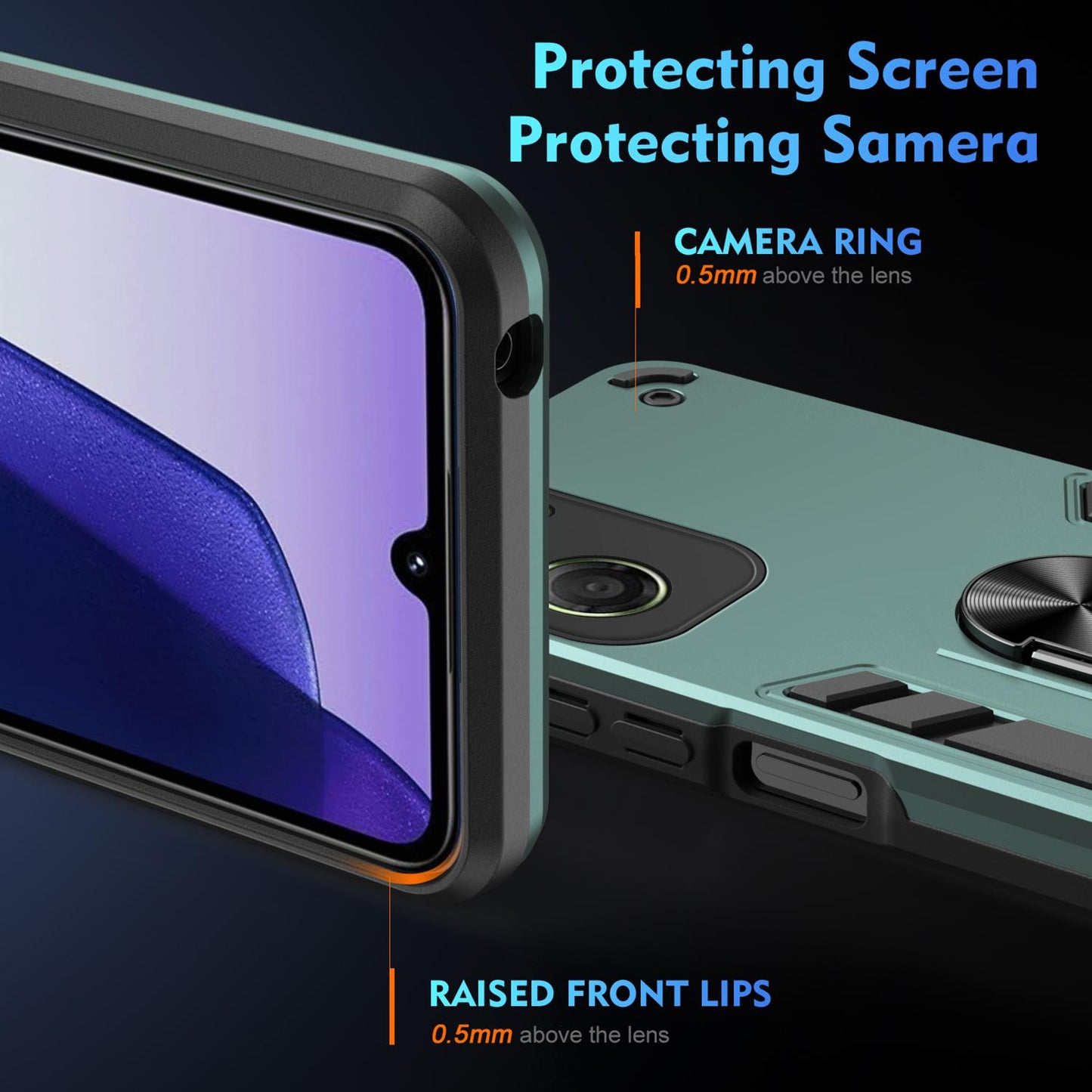 Motorola Moto G06 4G Shockproof Metal Ring Holder Phone Case with 360 degrees Rotating Kickstand, Ultra Slim Protective Cover, Raised Camera Guard, PC Silicone Armour Shell, Anti-Scratch Back & Edge Protection