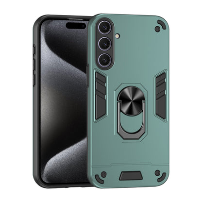 Samsung Galaxy S25+ 5G Shockproof Metal Ring Holder Phone Case with 360 degrees Rotating Kickstand, Ultra Slim Protective Cover, Raised Camera Guard, PC Silicone Armour Shell, Anti-Scratch Back & Edge Protection