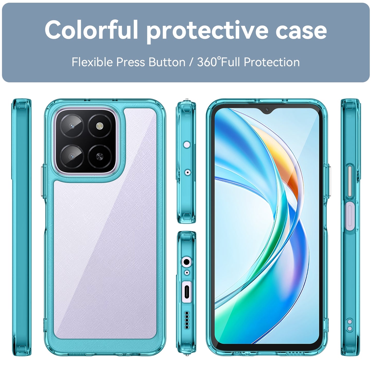 Honor X5b Acrylic Hybrid TPU Protective Phone Case, Colourful Series Shockproof Cover