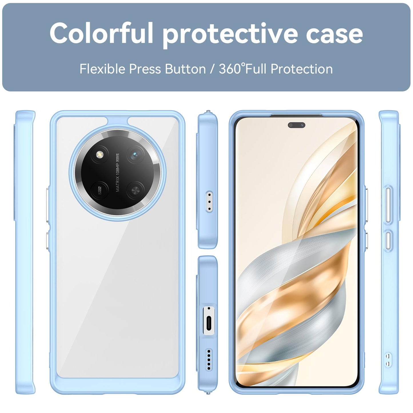 Honor Magic7 Lite Acrylic Hybrid TPU Protective Phone Case, Colourful Series Shockproof Cover
