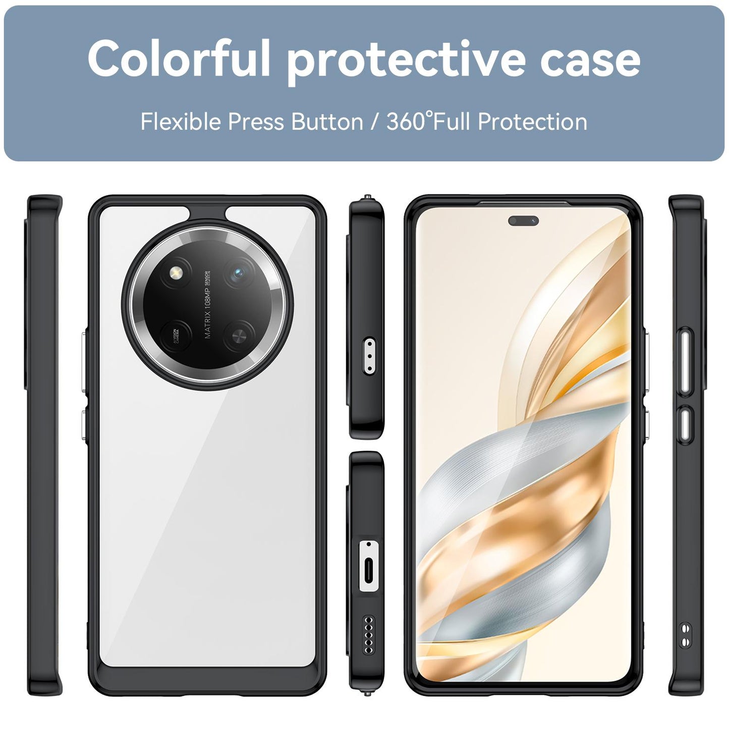 Honor X9c Acrylic Hybrid TPU Protective Phone Case, Colourful Series Shockproof Cover