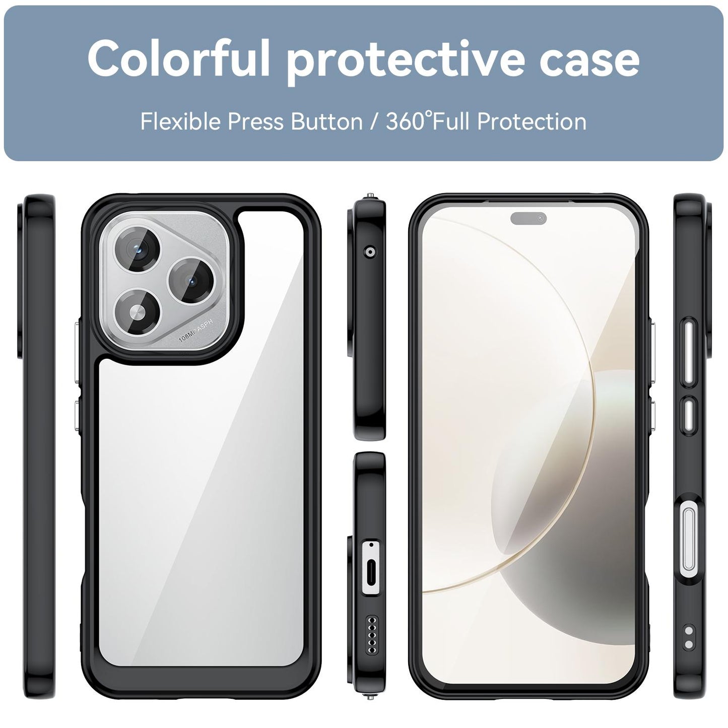 Honor 400 Lite Acrylic Hybrid TPU Protective Phone Case, Colourful Series Shockproof Cover