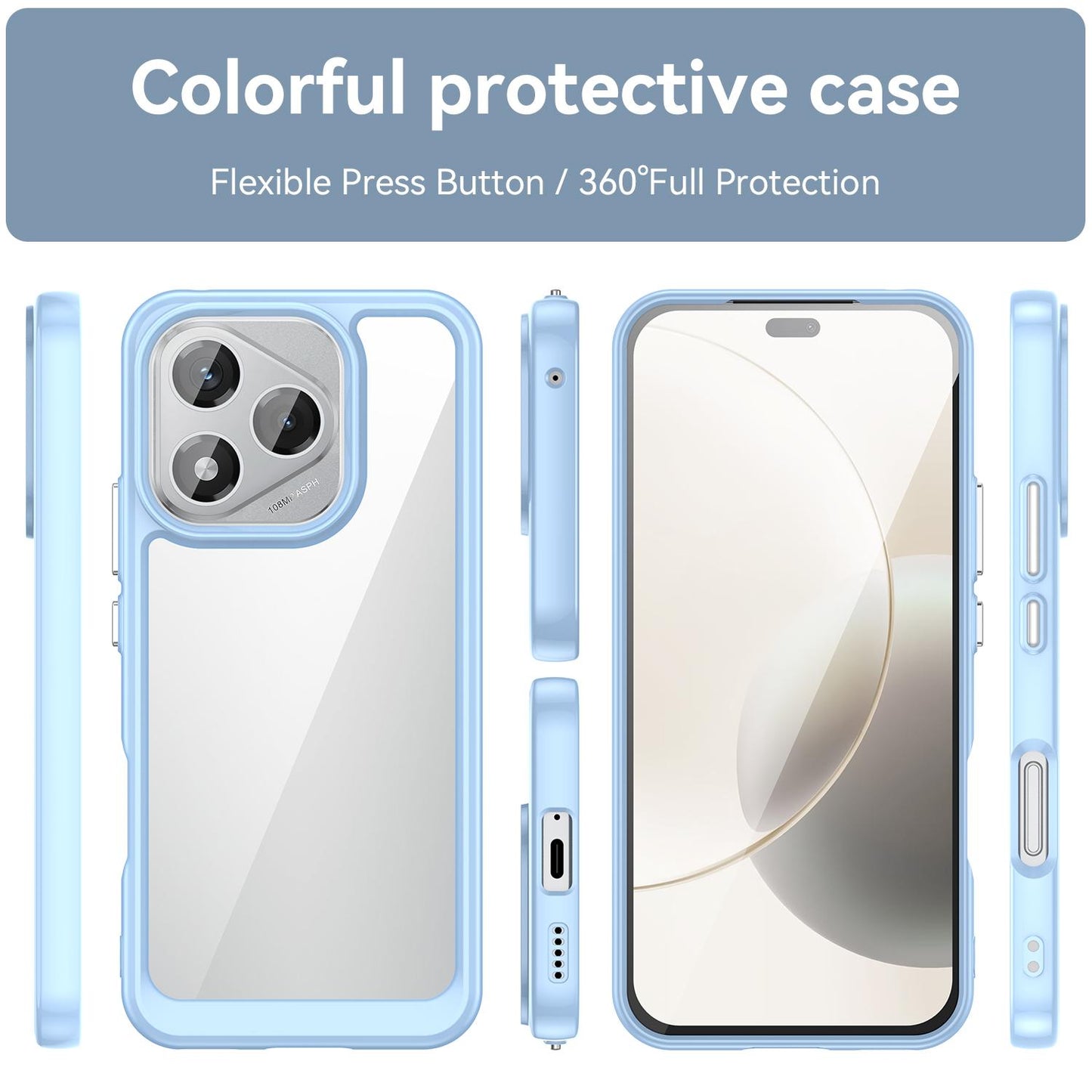 Honor 400 Lite Acrylic Hybrid TPU Protective Phone Case, Colourful Series Shockproof Cover