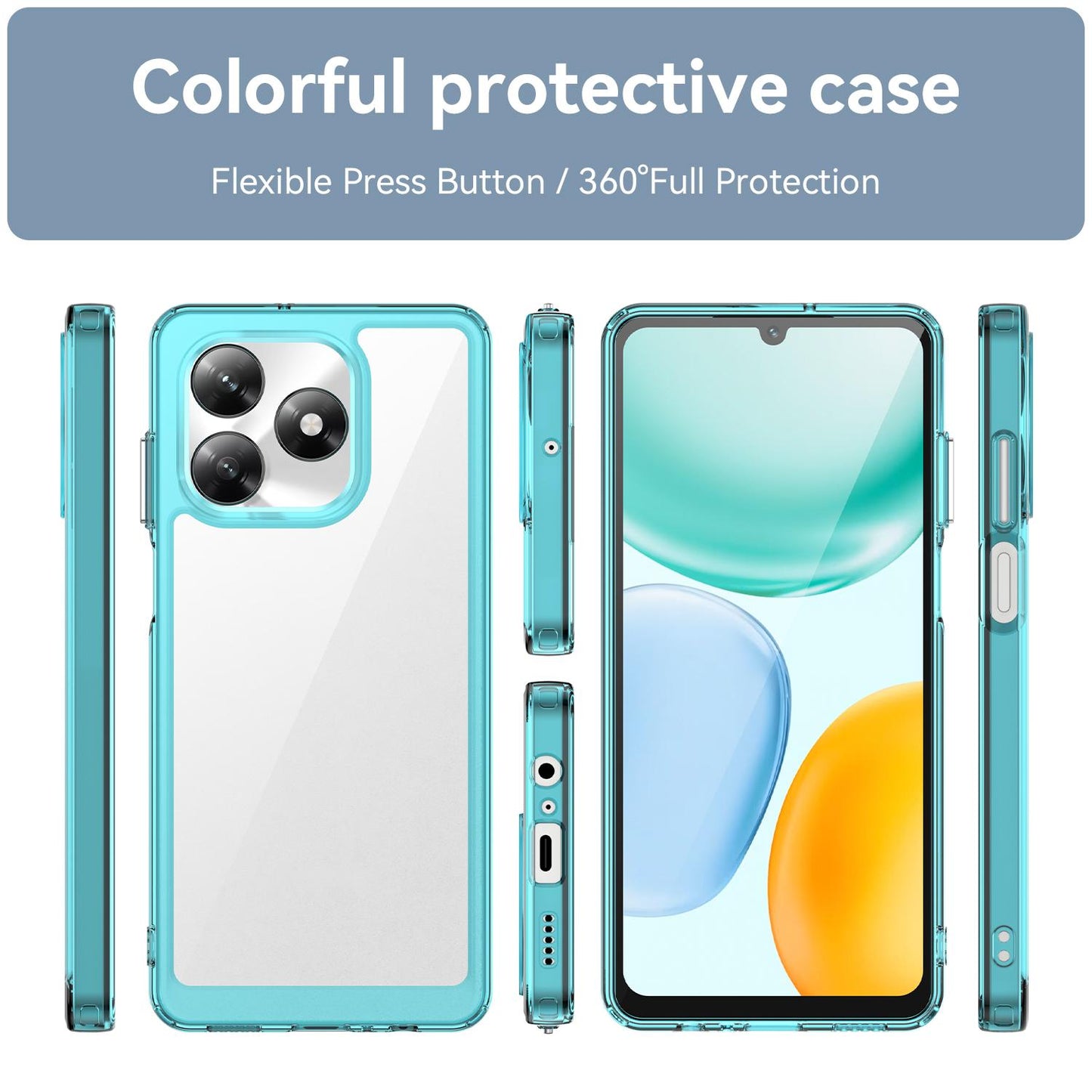 Honor X5c 4G Acrylic Hybrid TPU Protective Phone Case, Colourful Series Shockproof Cover