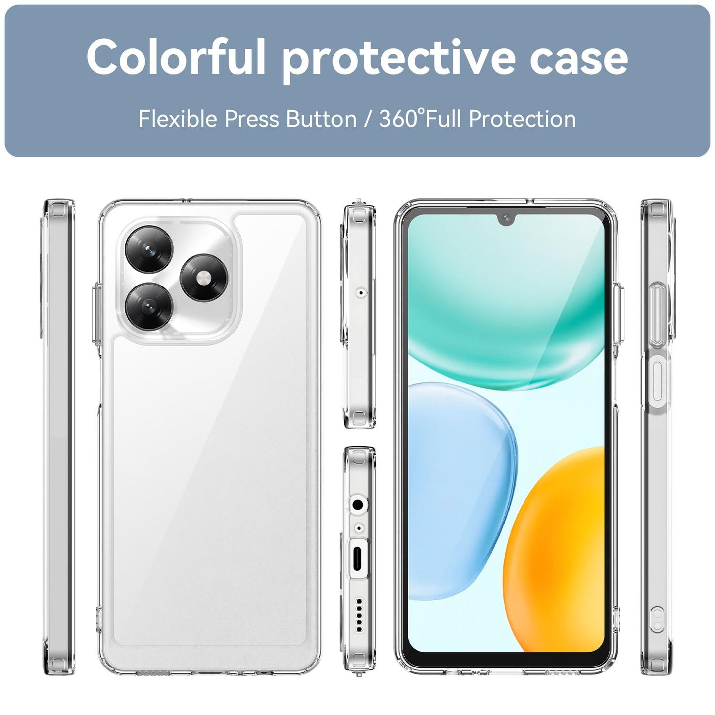 Honor X5c 4G Acrylic Hybrid TPU Protective Phone Case, Colourful Series Shockproof Cover