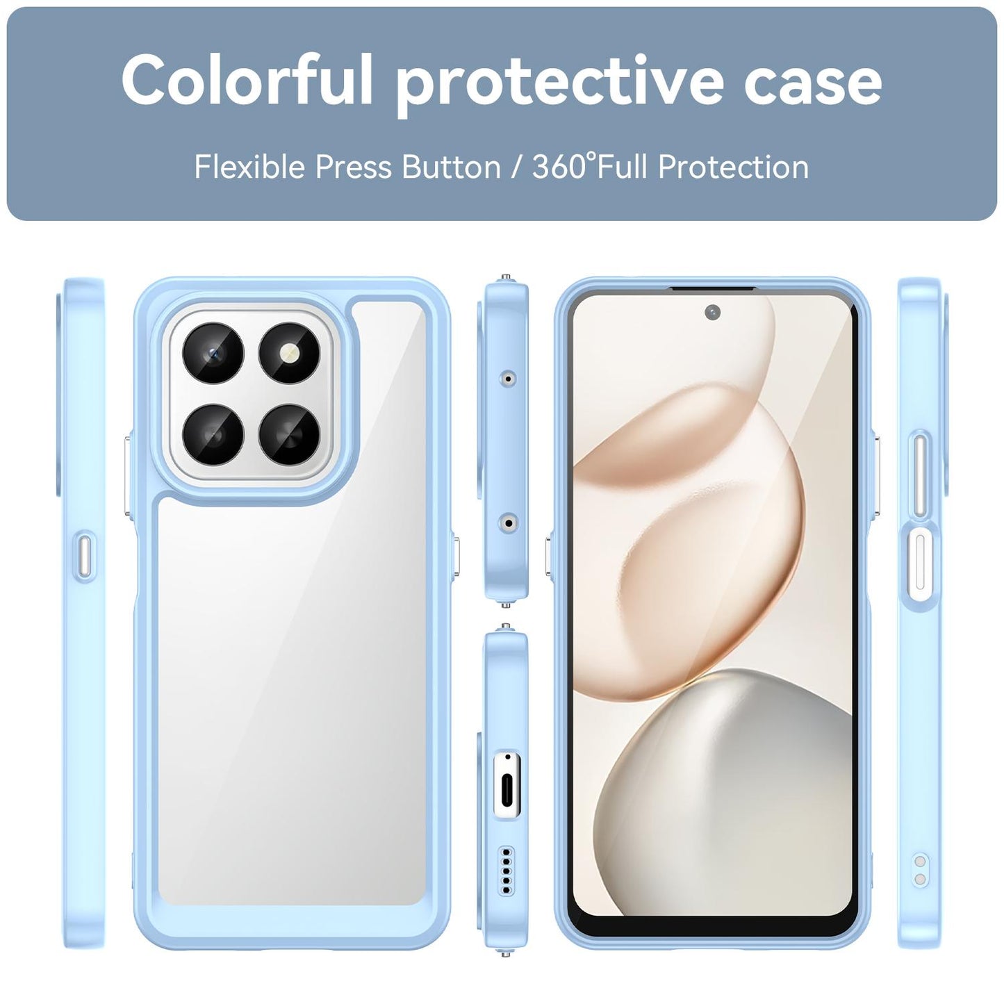 Honor X7d 5G Acrylic Hybrid TPU Protective Phone Case, Colourful Series Shockproof Cover